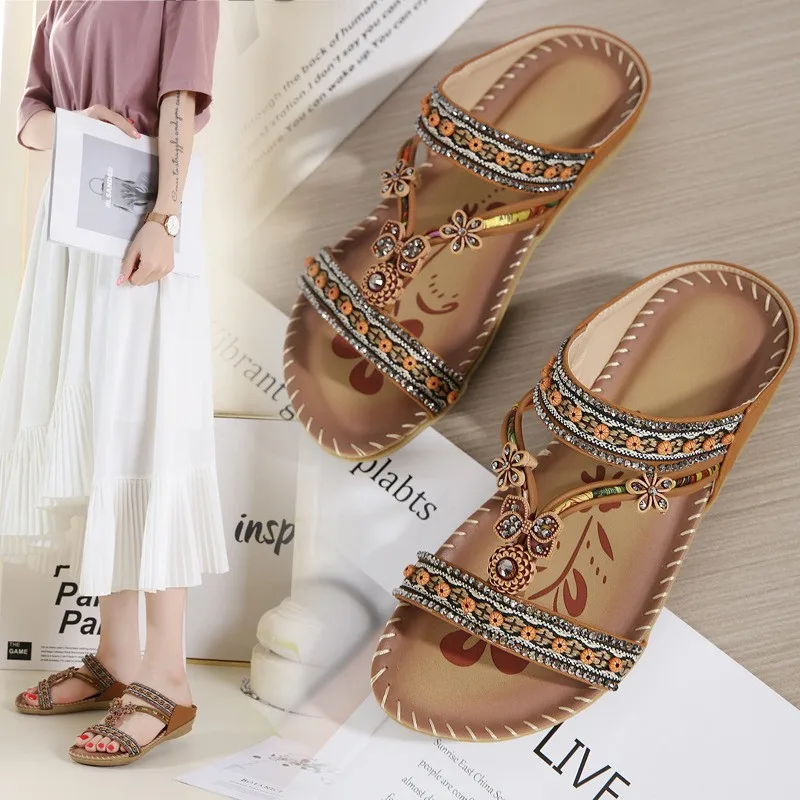 Woman Shoes Sandals Summer Fashion Slip On Ladies Shoes Outdoor Women's Sandals Platform Retro Sandalias Mujer Women's Slippers