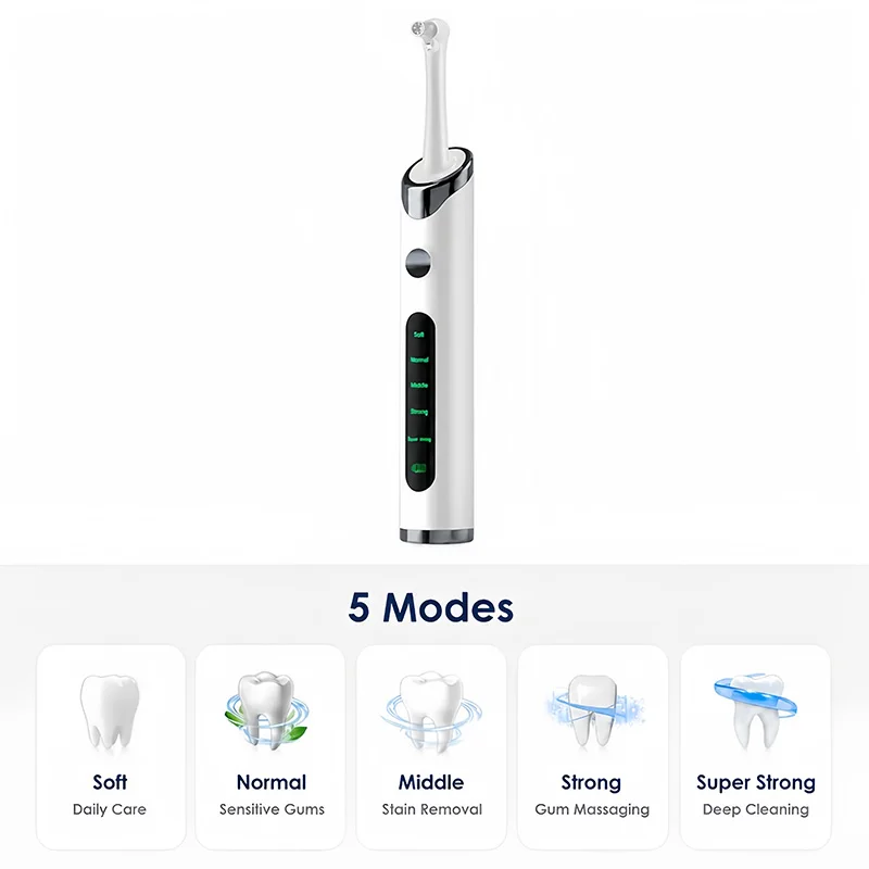 Rechargeable Tooth Polisher Teeth Whitening Kit for Teeth Cleaning and Whitening Equipped with 6 Brush Heads & LED Light