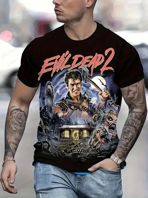 فيلم الرعب الشر الميت ثلاثية الأبعاد تي شيرت مطبوع الرجال النساء موضة الهيب هوب عادية كم قصير بلايز تيز الرجال ملابس الاطفال التي شيرت