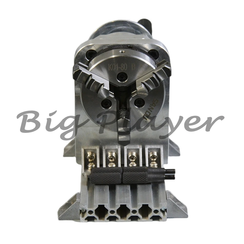3 Claws 80mm 100mm Manual Rotation Axis - 106MM Center Height Full Aluminum Hand Crank Chuck for DIY Woodworking Tools