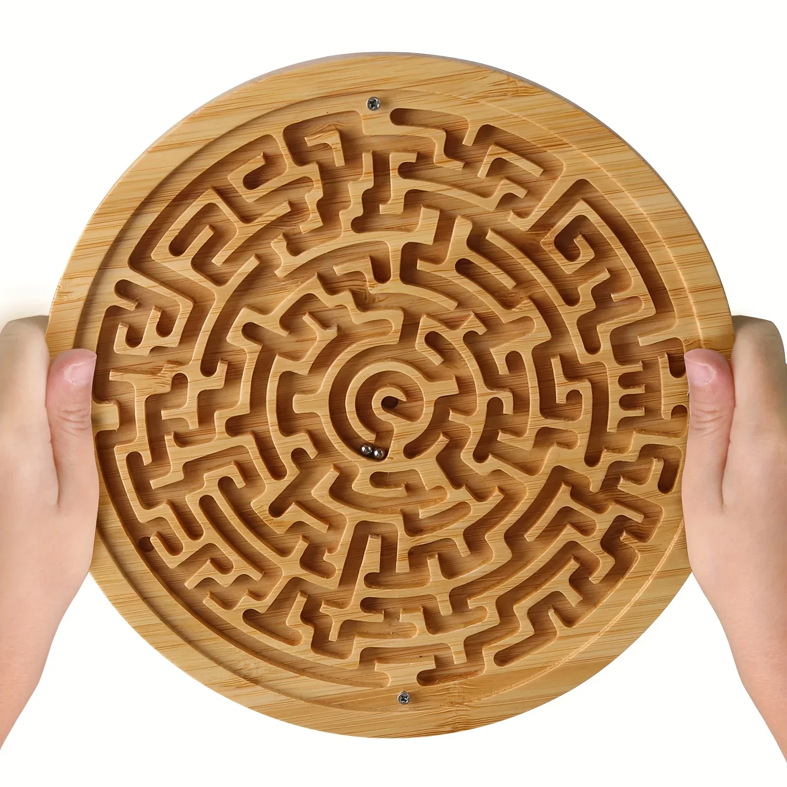 

Large Wooden Balance Maze Game Dual Sided Bamboo Board Steel Balls Brain Teaser for Family Seniors Memory Training Gift