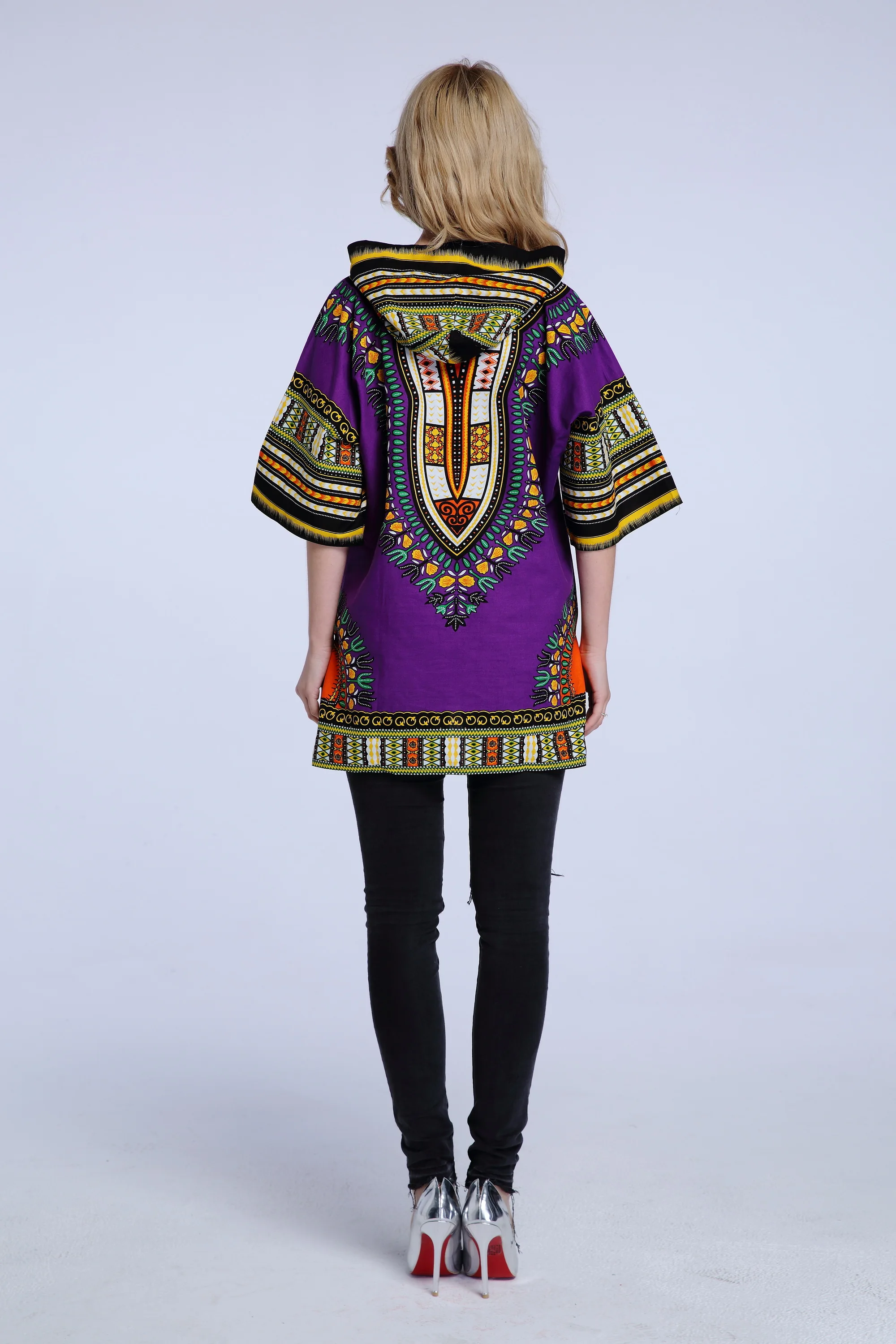 Dashiki-African Shirt Hoodie (Unisex) 100% Cotton Dashikiage Mens Women African Hoodie Hoody Top W/ Hood Traditional Blouse