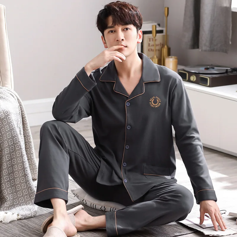 Sleepwear Men's Clothing Suits Autumn Thin Home Cozy Simple Cool Skinny Soft Casual High Quality Temperament Loose Breathable