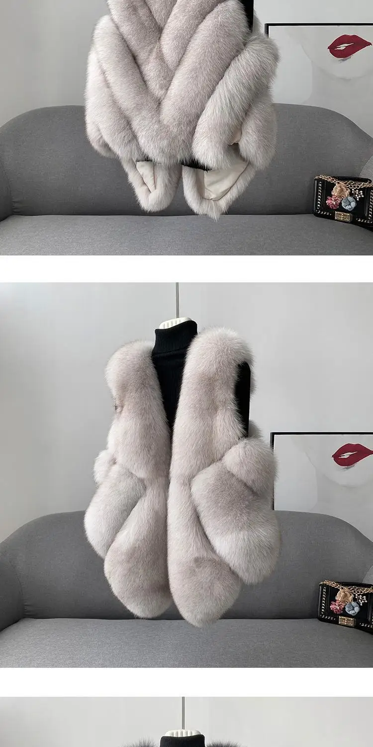 2024 autumn and winter new fox fur vest women's short coat young fur integrated vest winter coat women