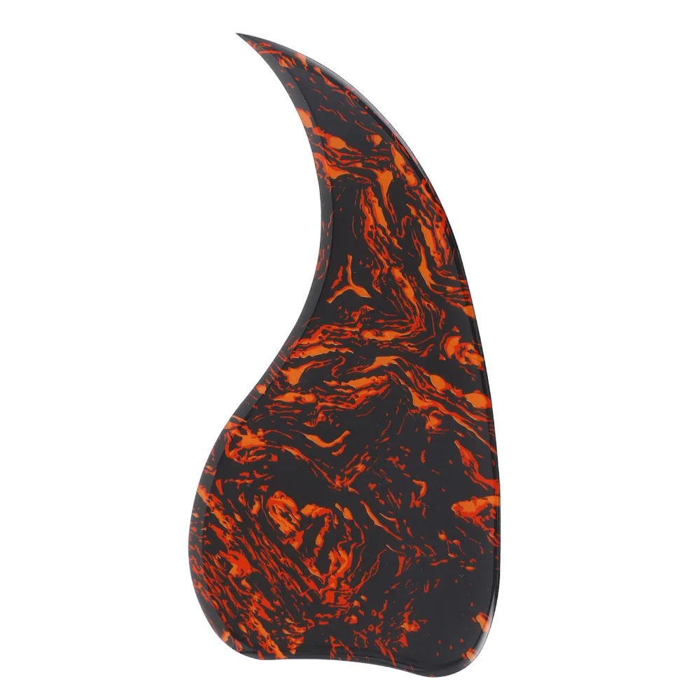 Celluloid+Plastic Acoustic Guitar Pickguard 2.5MM Thick Water Drop Shape Self Adhesive Pickguard Red Flame Scratch Plate