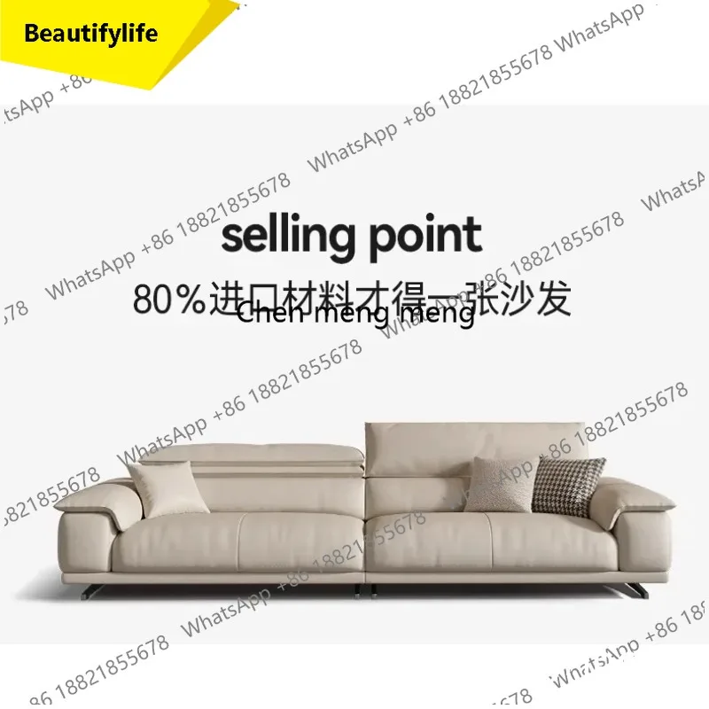 

Дизайнерский минималистичный диван 02M из натуральной итальянской кожи для гостиной, роскошный, современный, для дома и семьи.