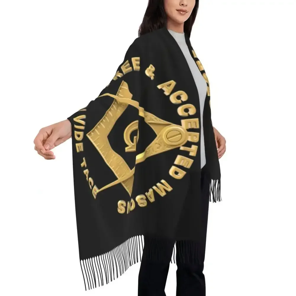 Masonic Freemason Tassel Scarf Women Soft Mason Shawl Wrap Ladies Winter Fall Scarves