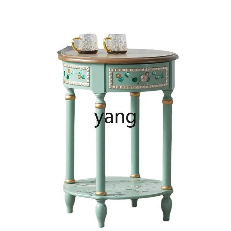 

Yhl Living Room Home Sofa Small Coffee Table Retro Small round Table