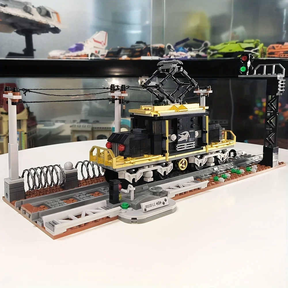 Juego de juguetes de bloques de construcción de tren de cocodrilo, modelo de decoración, ladrillos adorables para dormitorio, regalo de Navidad perfecto para decoración de habitación, 669 Uds.