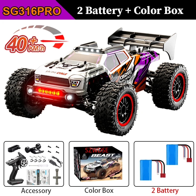 WLtoys 40-80KM/H RC auto Brushless SG316 Pro/SG316 MAX 2.4G hoge snelheid off-road drifting 4x4 Monster Truck RTR afstandsbestuurbare speelgoedauto voor volwassenen en jongens