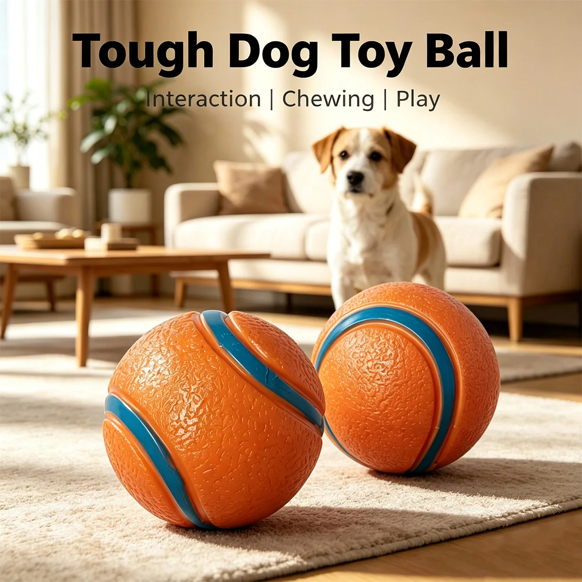 Langlebiger Silikon-Kau-Ball für Hunde - Interaktives Haustierspielzeug für mittelgroße Rassen, zur Zahnreinigung & Spielspaß, Hundespielzeug – Detail 1