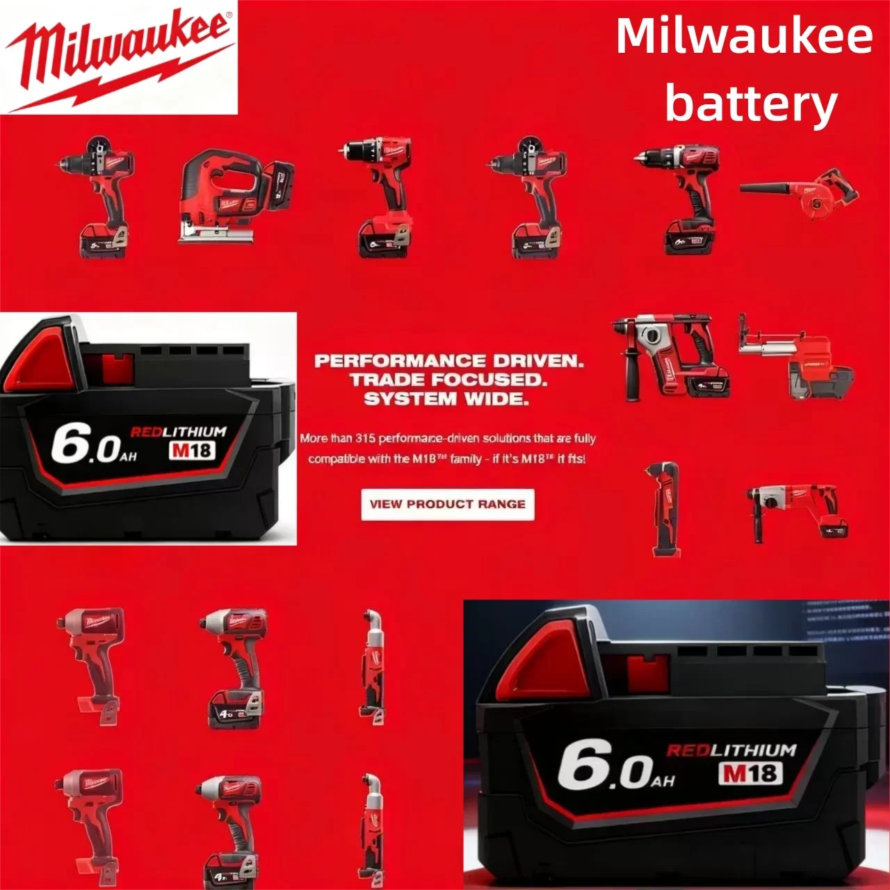 Pro Milwaukee M18 18V 8000mAh 18650 lithiová náhradní baterie vhodná pro Milwaukee 48-11-1860 48-11-1850 48-11-1840 nářadí - náhled 3
