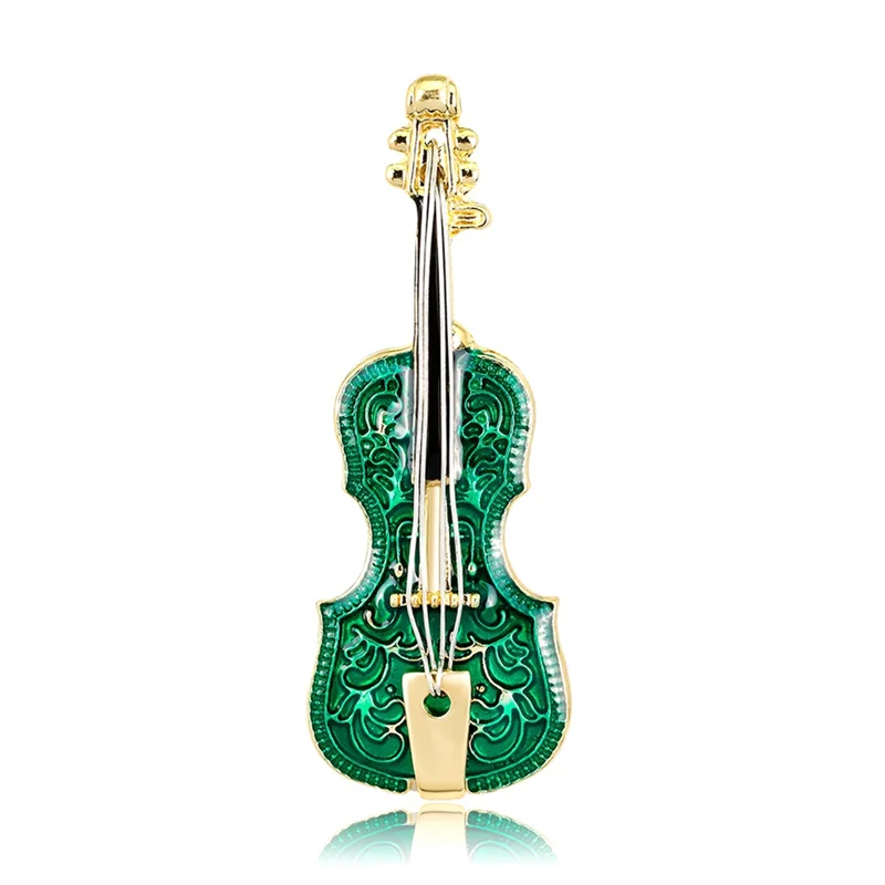 CYL-Green Concert Enamel Pin Violin Clothes Lapel Brooches Cute Musical Instrument Jewelry Gift