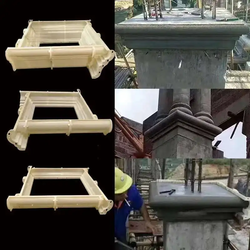 

ABS Plastic Roman Column Head and Foot Cement Mold European Durable Square Closure Concrete Pedestal for Roof Support Villa Gate