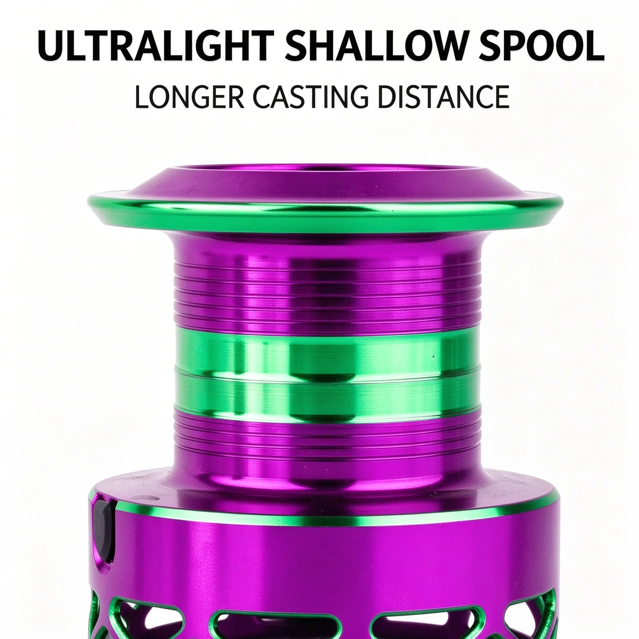Metal Spinning Reel Chameleon Iridescent Color Shallow Spool Ultralight Micro Lure Long Casting Surf Saltwater Sea Fishing