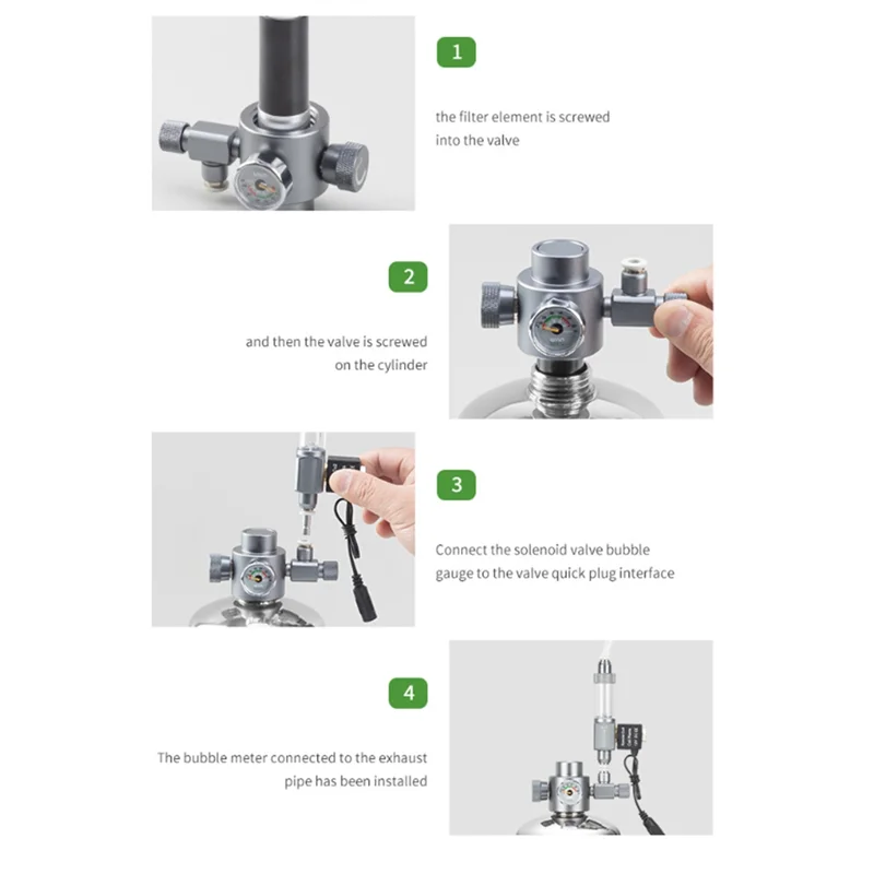 TAIGH-CO2 Generator Quick Insertion Electromagnetic Valve Bubble Gauge Fish Tank Raw Material Reaction CO2 Generator Set EU Plug