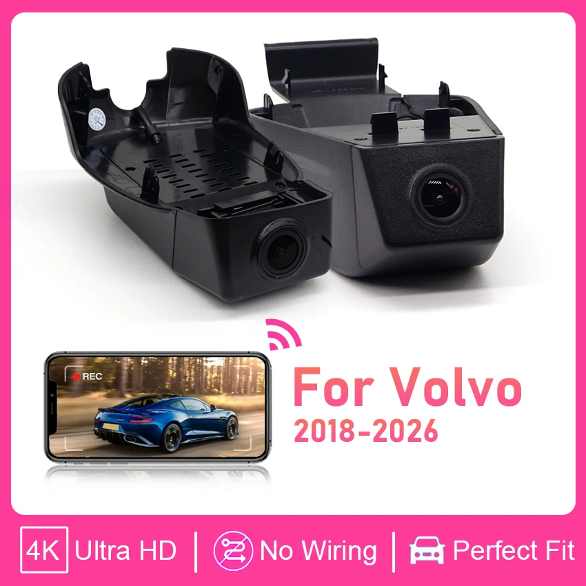 

Передняя и задняя 4K 2160P видеокамера для автомобиля, видеорегистратор с Wi-Fi для Volvo S90 V90 XC60 2018-2026, устройства для записи