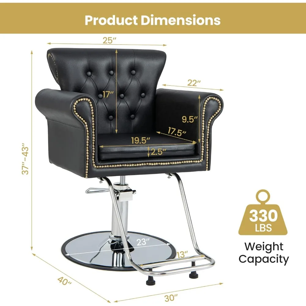 كرسي حلاق هيدروليكي أنيق عالي التحمل مع تعديل الارتفاع، 360 درجة ° جلد دوار وPVC لتصفيف الشعر بتصميم ريترو #3
