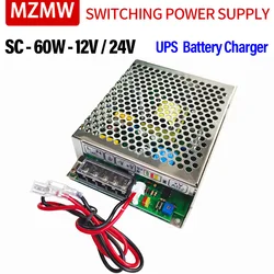 MZMW 60W 12V 24V UPS Charge Function Switching Power Supply AC 110/220V DC 12 Volt CCTV Monitor Battery Charge SC-60-12 SC-60-24