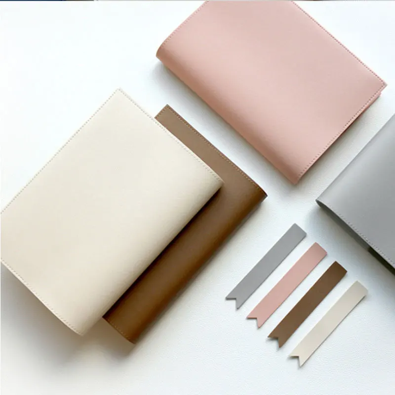 Personalized Custom Pu Leather Book Cover Bookmark Simple Solid Color Notebook Leather Cover Can Hold Bible As Gift For Friends
