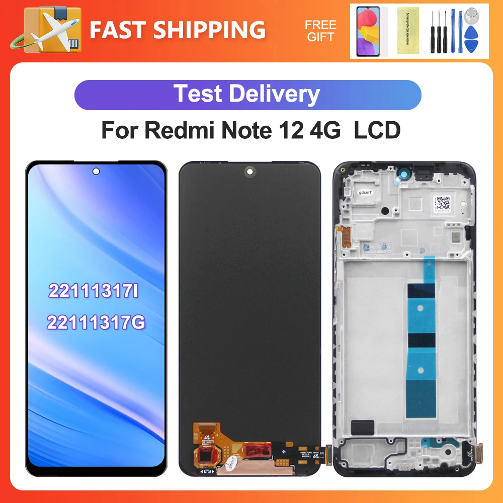 

For Xiaomi Redmi Note 12 4G 6.67''For Ori Redmi Note12 23021RAAEG LCD Display Touch Screen Digitizer Assembly Replacement