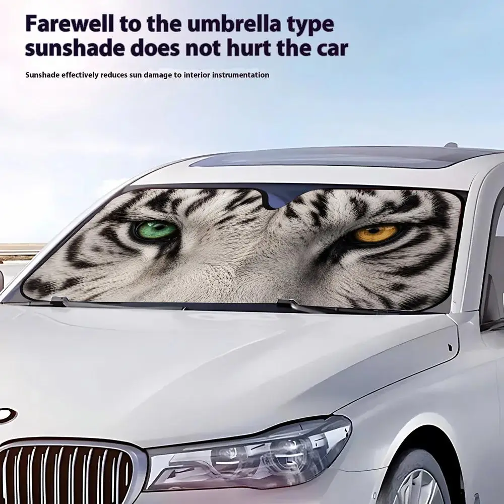 Cute tiger Driving eye Sun Visor Retractable Car Sun Visor Anti-Glare UV Protection Front Window Sunshade