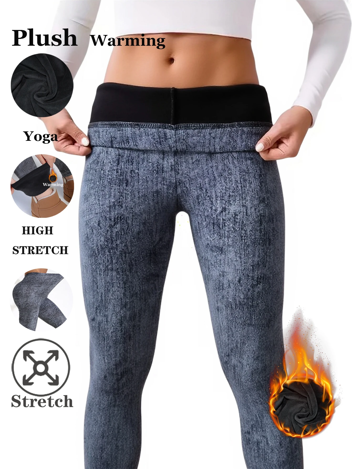 

Autumn Winter 1PACK Women's Hemp Grey And Velvet Thick Sexy Tight Legging Casual Sports Elegant Fitness Yoga Pants