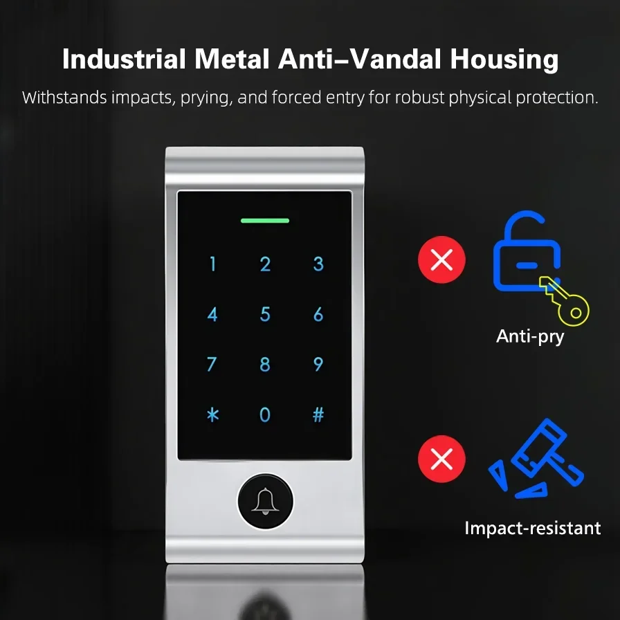 Advanced WIFI Remote Control Touch Keypad Access System with Door Bell Button Waterproof Compatible with Tuya for Home Security view 3