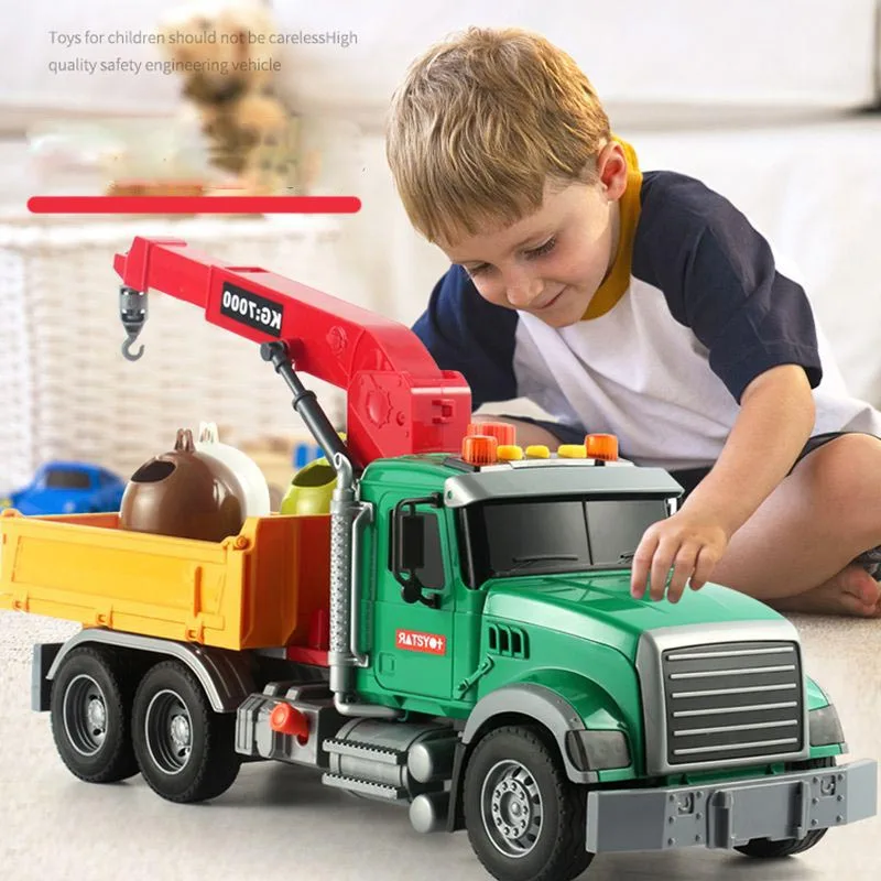 Oversize Simulation Engineering Truck Inertial Cement Mixing Discharge Acousto-optic Concrete Set Kids Inertia Car