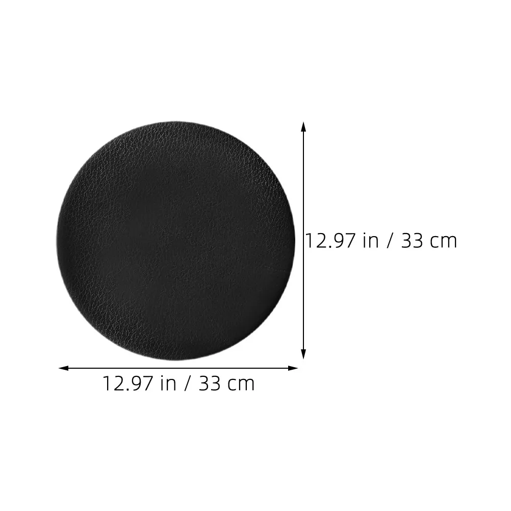 Black Round Stool Covers 33Cm Universal Fit Elastic Slipcovers for Bar Stools Kitchen Islands Dining Areas Washable PU view 6