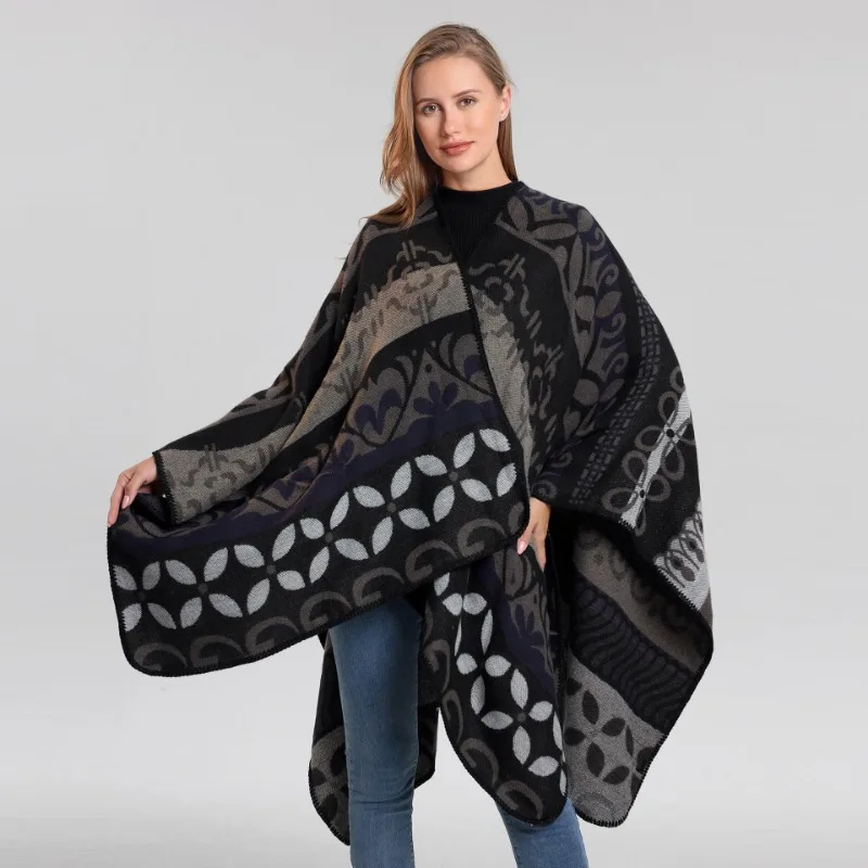 

Warm Shawl Wrapped Cashmere Scarf Printed Versatile Soft Cardigan Scarf Double Layer Thickened for Women Fashion New Winter