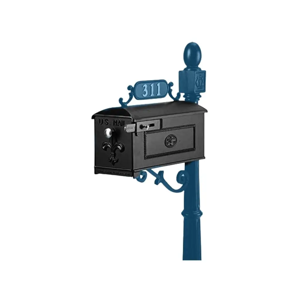 Zero Shipping Cost Old World MailboxFramed Fleur de Lis Imperial Mailbox Size is Standard, Color is Black Box Only