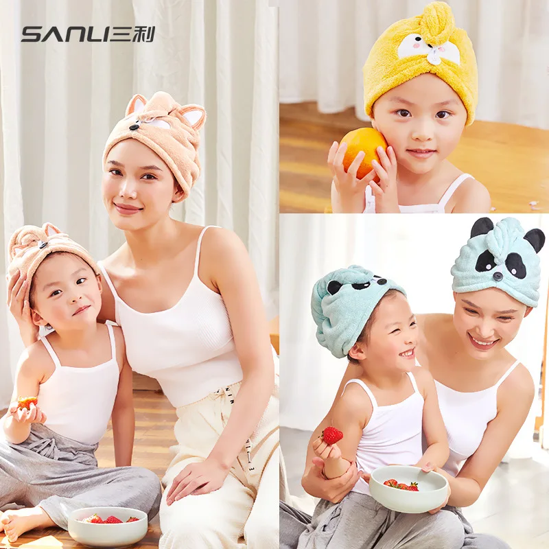 Yjq 2pcs towel parent-child dry hair cap absorbent wipe head towel shower cap bag head dry hair towel