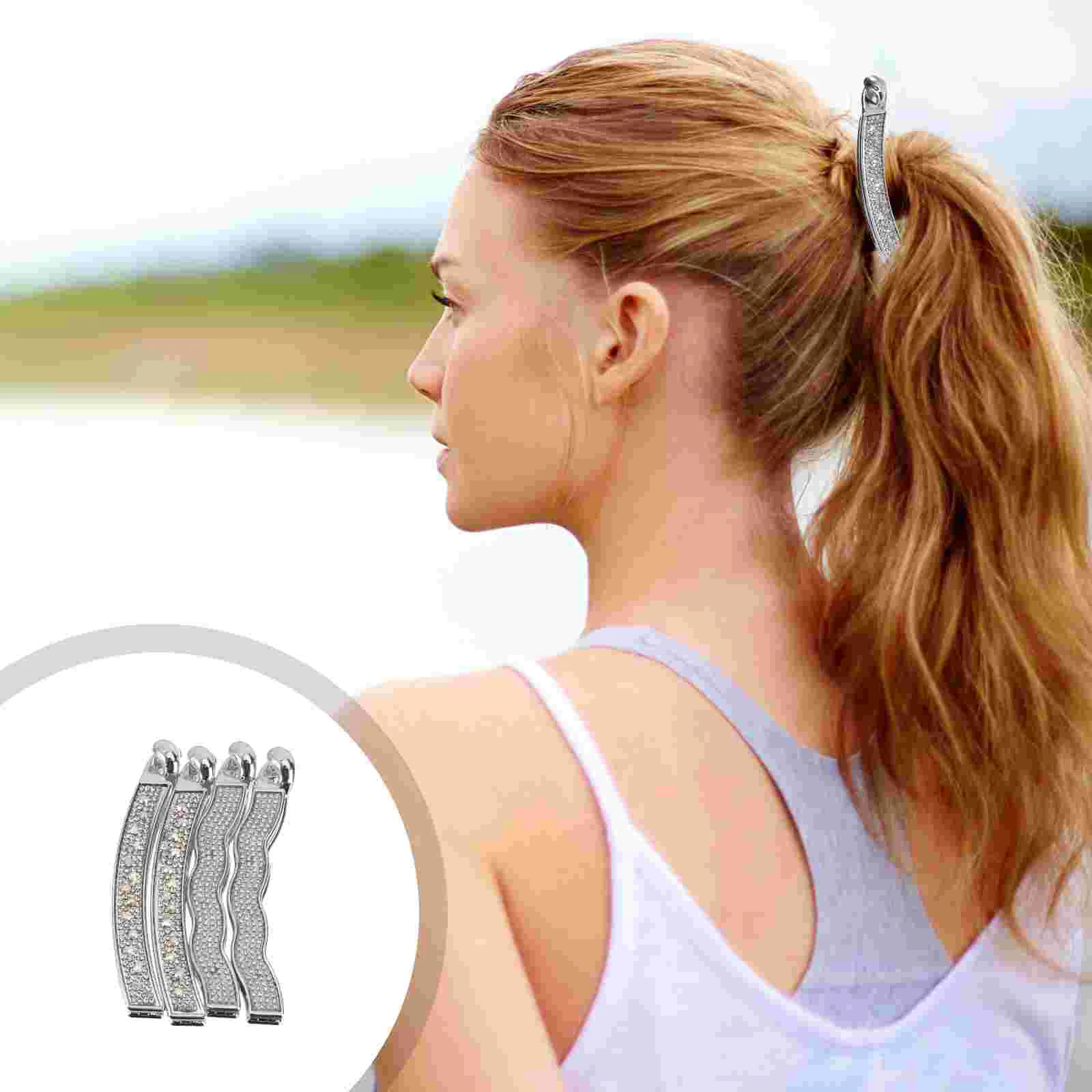 

4 Pcs Hair Ponytail Holder Rhinestone Hairpins Women Banana Clip Creative Clips Barrettes