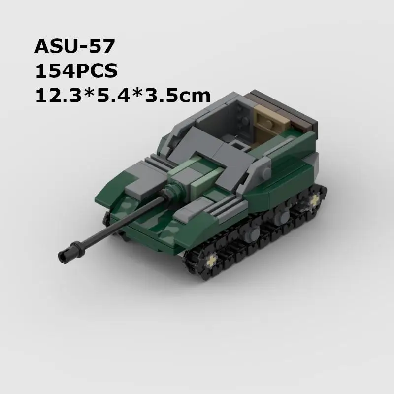 MOC ASU57 juego de destructor de tanques de paracaidistas, juego de mesa de estrategia militar, juguete, tanque soviético, bl...