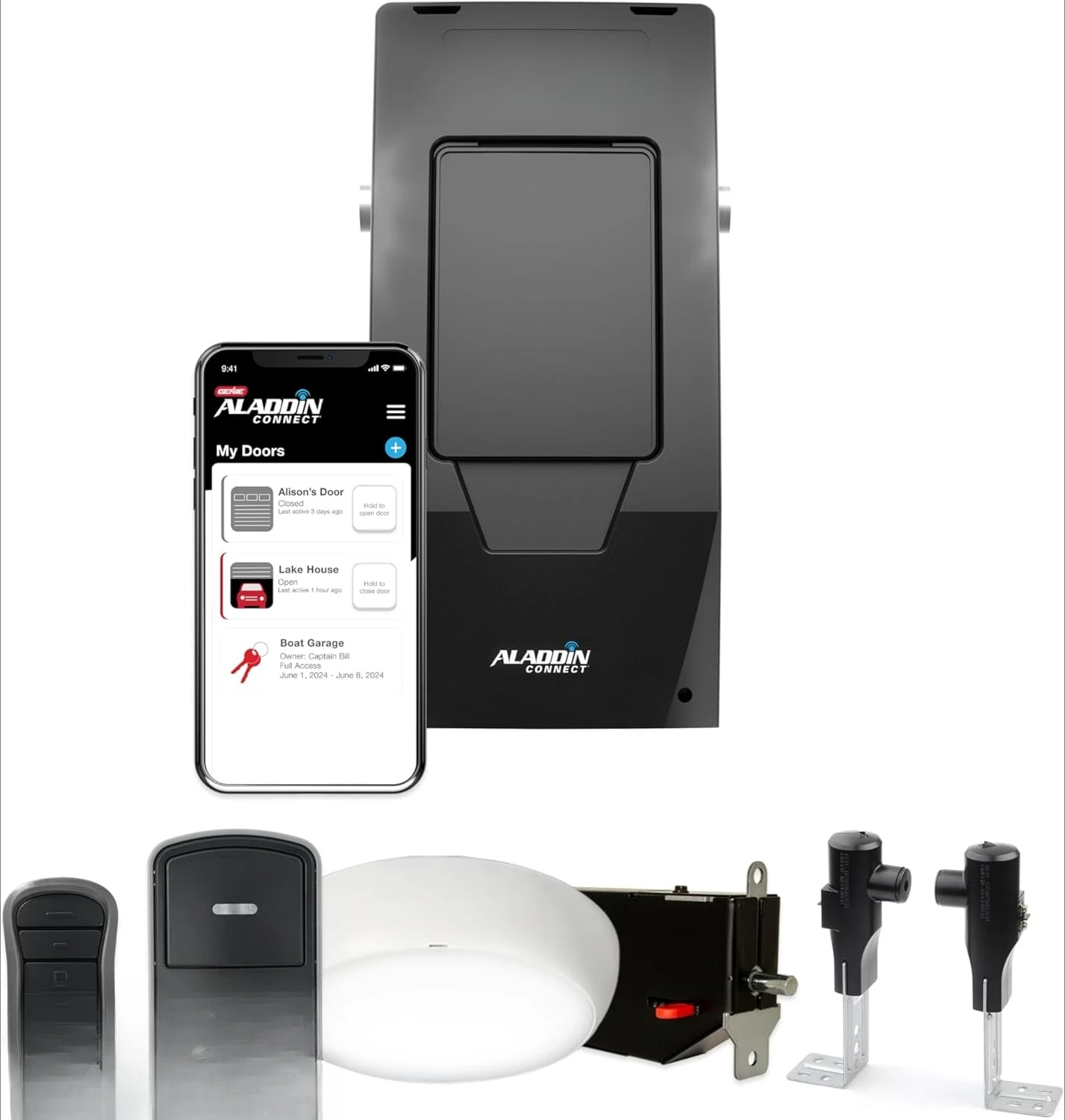 6172H-O Wall Mount Smart Garage Door Opener with Aladdin Connect, Wall Mounted Compact Space Saving Opener