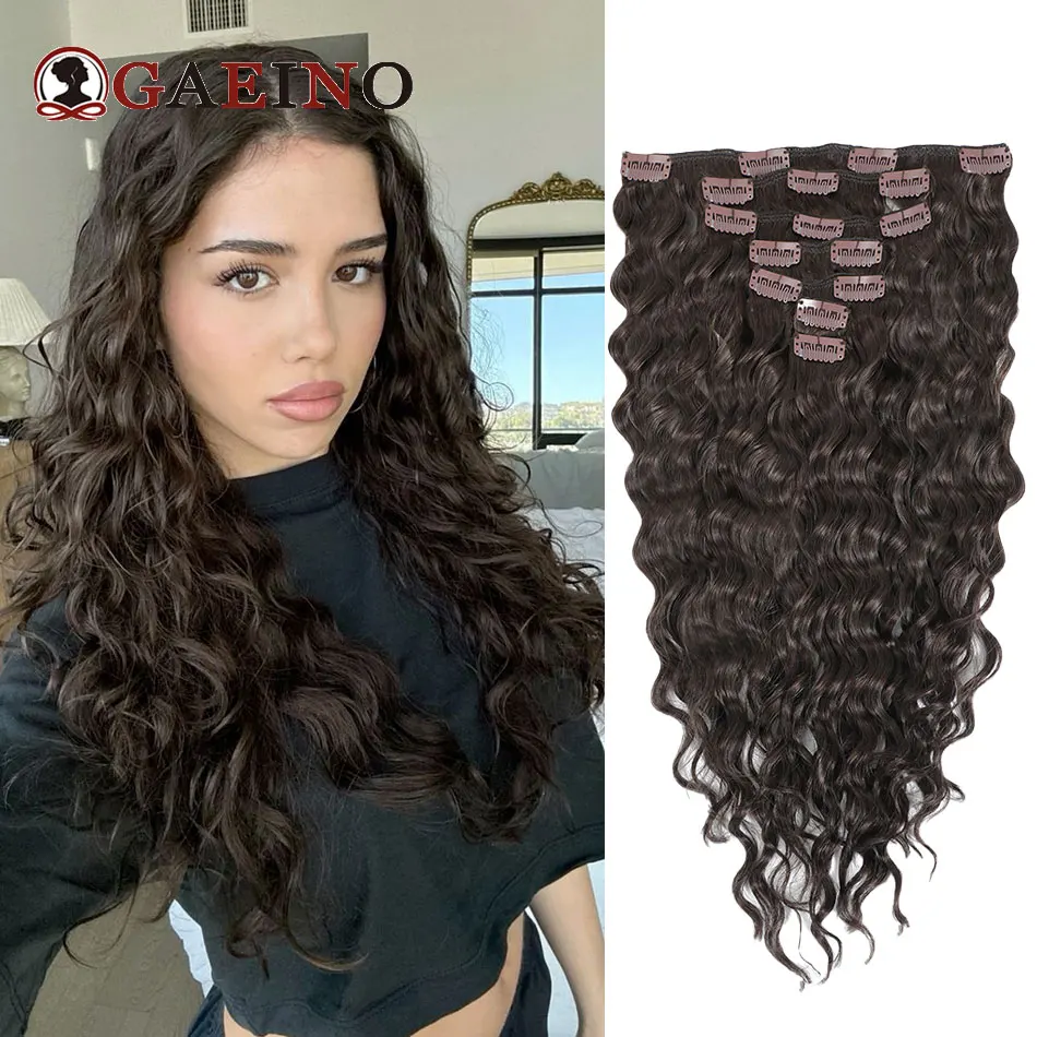 

Набор из 7 прядей волос Water Wave на заколках, 100% натуральные волосы Remy, 120 г, кудрявые, для полной прически, для женщин.