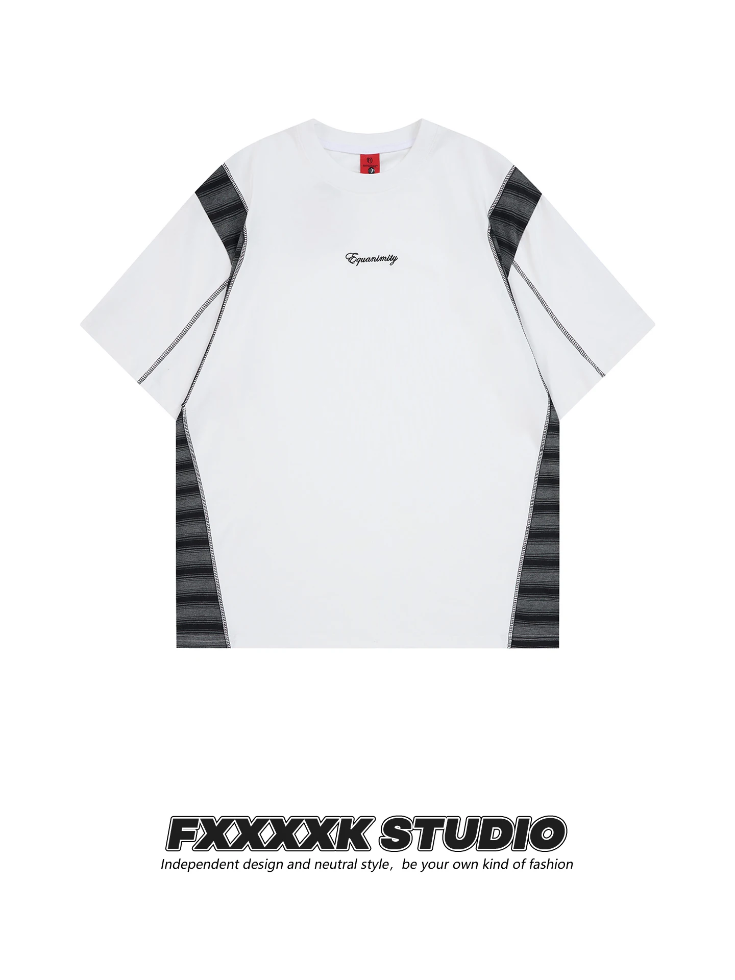 

FXK Original Retro American Trendy Brand Striped Patchwork Deconstructed Summer New Casual Versatile Couple's ort Sve T-...