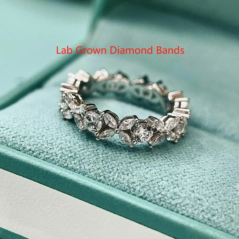

3.50CTW Marquise & Round Lab Grown Diamonds DEF VS-VVS Eternity Engagement Band Platinum 950 Diamond Wedding Band For Lady