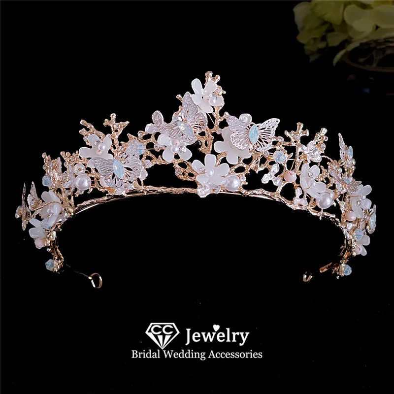 

CC Короны для женщин Свадебные аксессуары для волос Свадебный головной убор Обручальные украшения в форме бабочки Золото Серебро Цвет Диадемы YQ241