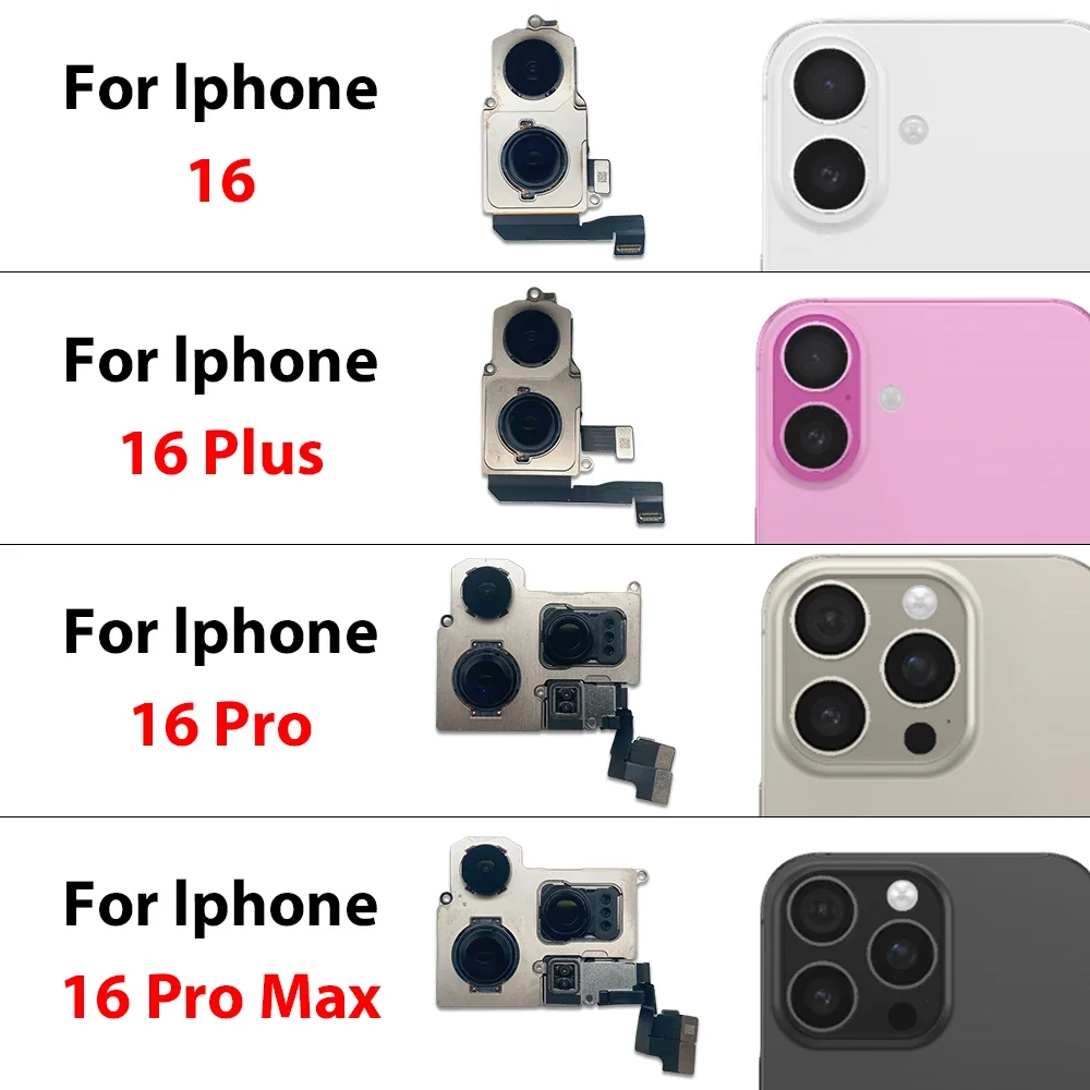For IPhone 16 / 16 Plus / 16 Pro / 16 Pro Max / 16E Front Small Facing Camera + Rear Big Main Camera Module Flex Cable