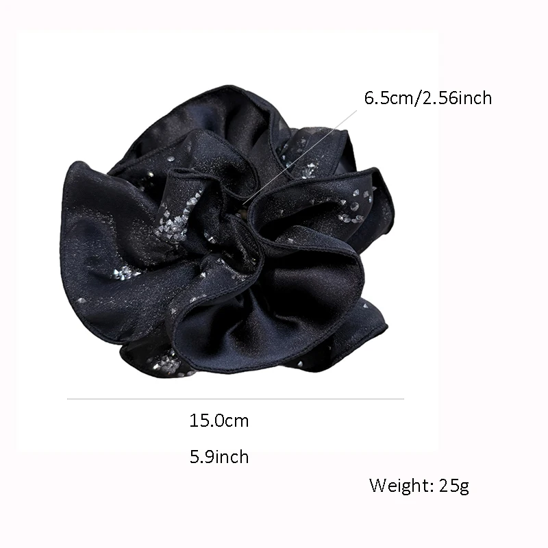 Frankreich Stil Bling Strass Schwarz Mesh Scrunchies High-end-frauen Haar Seil Vielseitig Temperament Haar Krawatte Haar Zubehör – Detail 5
