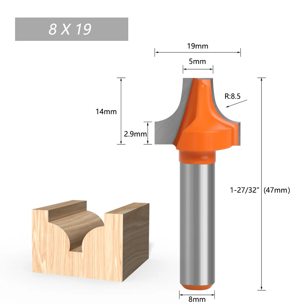 Double-edged Cutting Milling Cutter Router Bit 8mm Shank Carbide Engraving High Strength Plunging Round- Over Bit