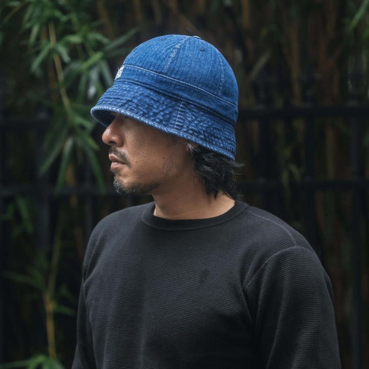 

New Denim Fishbone Herringbone Washed Fisherman Hat Blue Dome Fishing Basin Bucket Hat