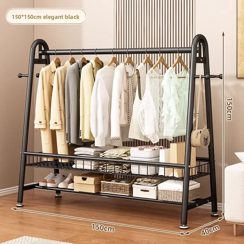 Simple Coat Rack Floor-to-ceiling Indoor Drying Rack Storage Rack Household Bedroom Floor-to-ceiling Clothes Rack Hanger premium