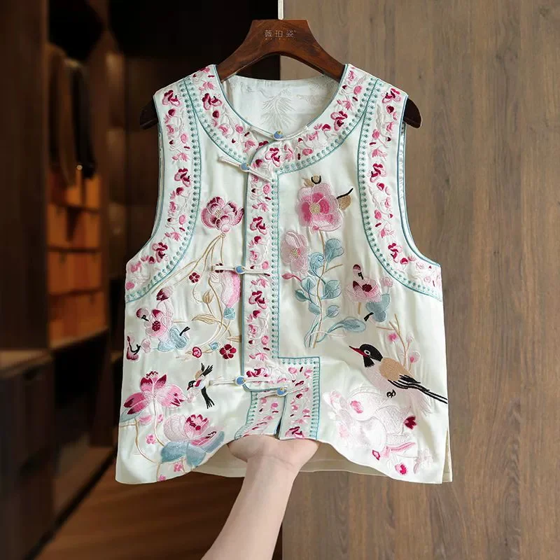 2025 Women's Vest Coat Spring Autumn Elegant Chinese Style High-End Ladies Vest Jacket Sleeveless Appear Thin Lady Waistcoat