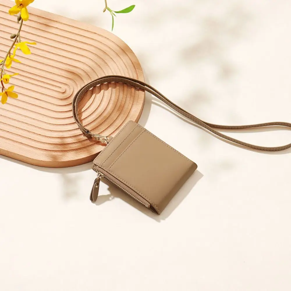 Korean Style Neckband Wallet Small Soft Leather Multi-Functional Wallet Multifunctional Compact Size PU Leather Wallet Outdoor
