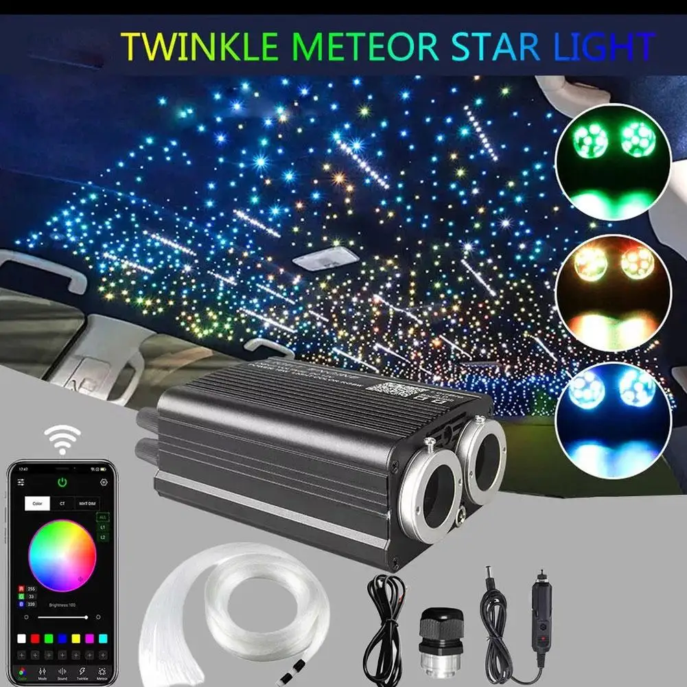 

Car Starry Sky Light 12V 32W RGB Meteor Ceiling Car Car Light Lamp Star Optic Shooting Fiber Interior Roof Light Atmosphere V4I1
