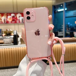 Liquid Silicone Phone Case with Cross Collar Strap, Corded Case for iPhone 17,16, 15, 14, 13,12 MiNi,11 Pro,X,XR,XS Max,8Plus,SE
