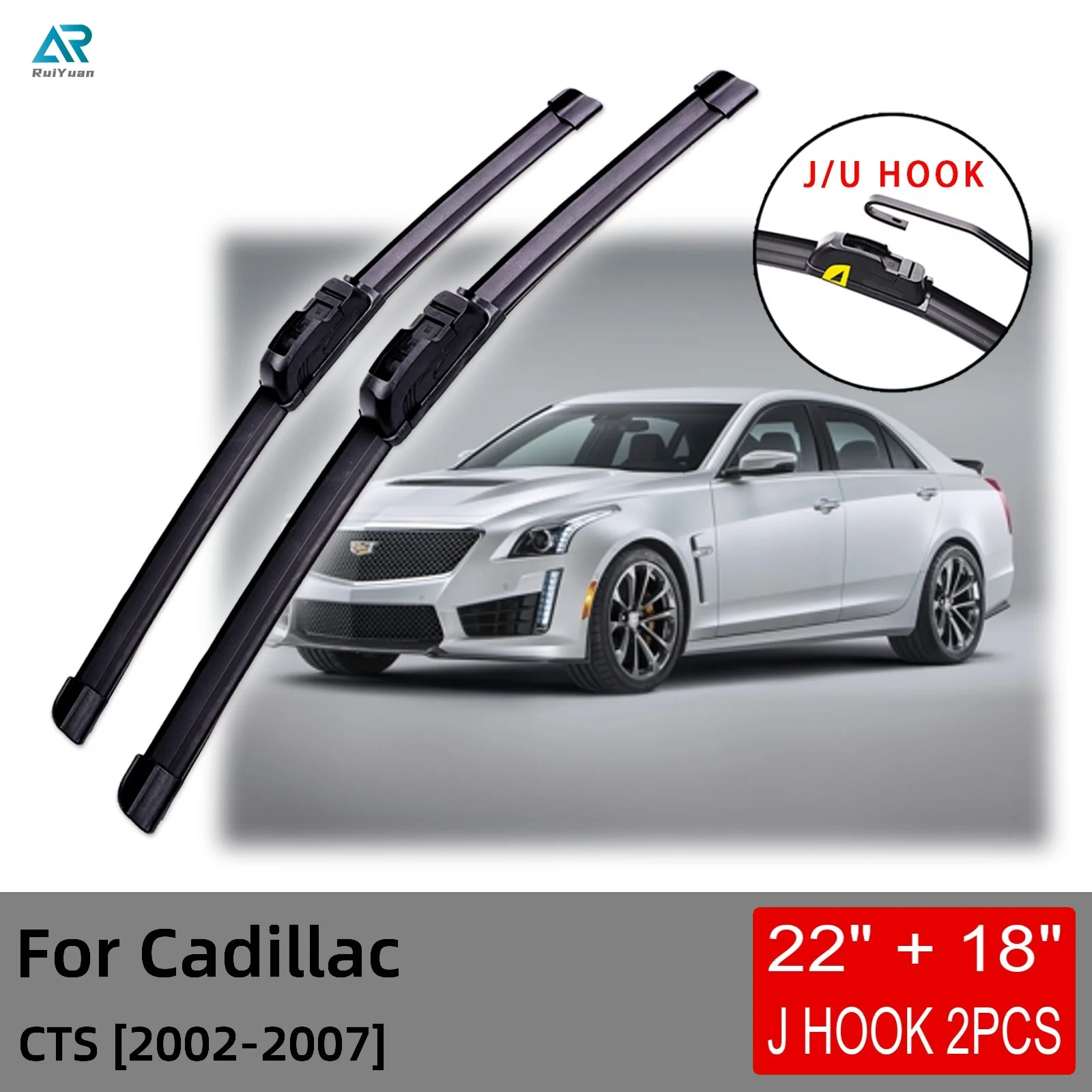 

For Cadillac CTS 2002 2003 2004 2005 2006 2007 Front Wiper Blades Brushes Cutter Accessories U J Hook